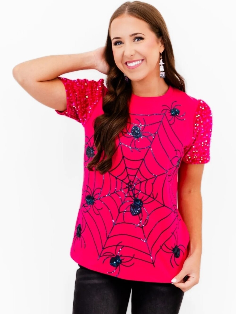 New Spiderweb Sequin Sleeve Top. 2x